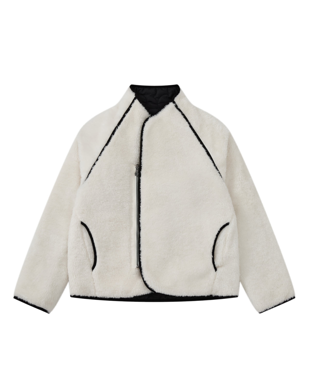 BLACK IVORY REVERSIBLE FLOWER QUILTED JEOGORI FLEECE