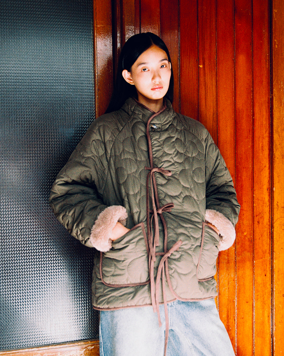 KHAKI REVERSIBLE FLOWER QUILTED JEOGORI FLEECE – Sundae School