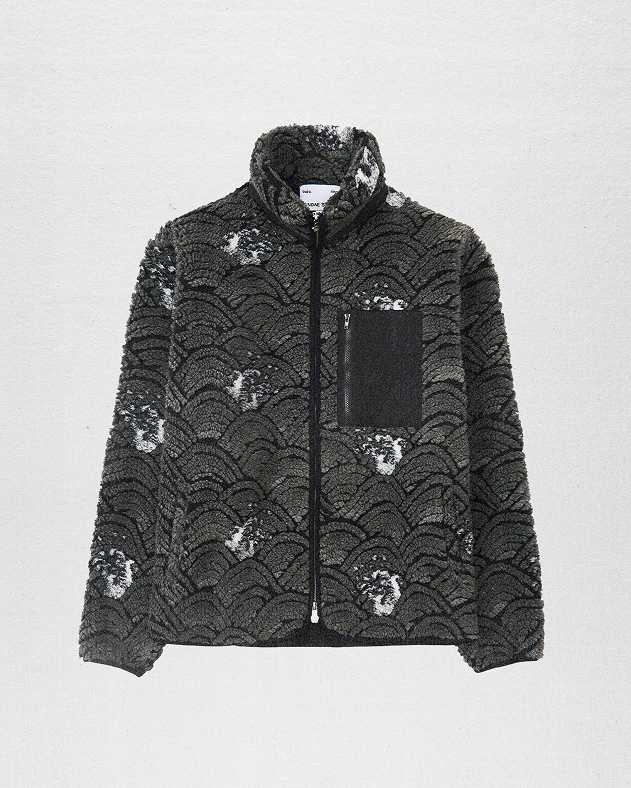 a male model wearing sundae school black wave fleece