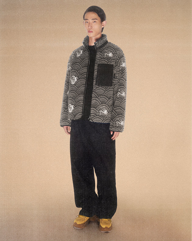 a male model wearing sundae school black wave fleece