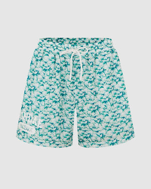 Green Lotus Flower Mesh Shorts