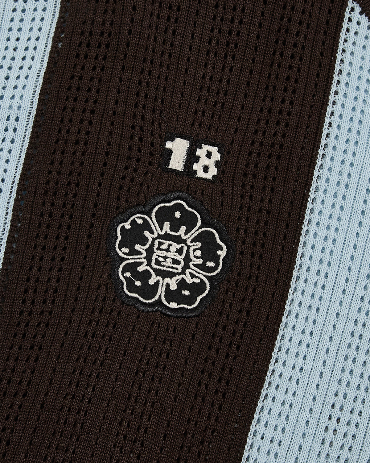 Detail view of Baby Blue Brown Sundae Soccer Jersey Knit showing 