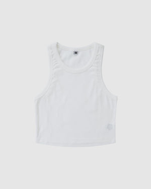 White Ribbed Cropped Tank
