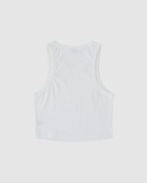 White Ribbed Cropped Tank