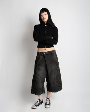 BLACK MOCHI PANELED JORTS (x JOONIVERSE)