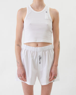 White Stash Pocket Basic Cropped Tank
