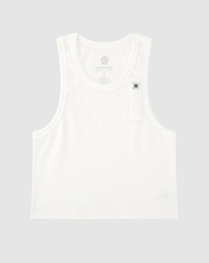 White Stash Pocket Basic Cropped Tank