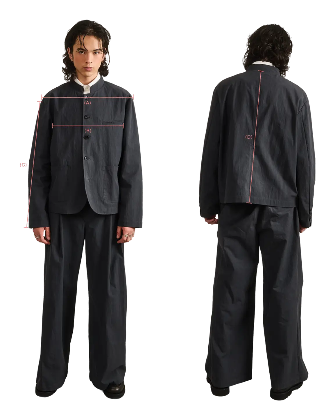 BLACK JEOGORI TIE SHELL JACKET measurement guide